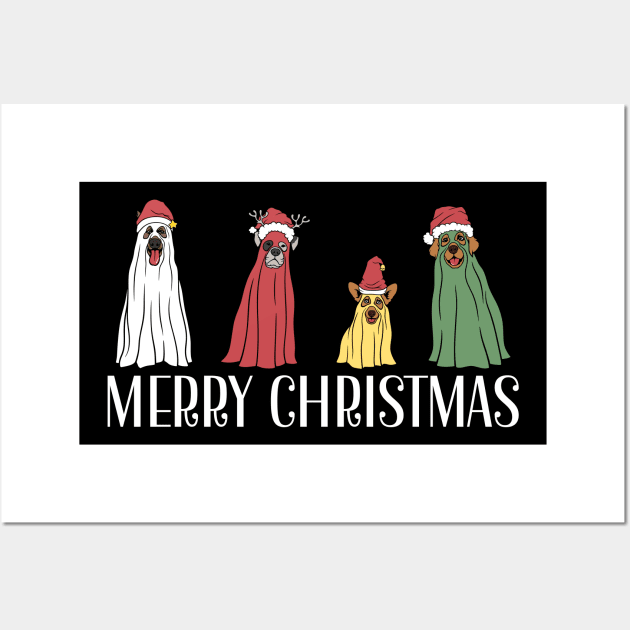 Merry Christmas Funny Christmas Dogs Lovers Wall Art by TeeTypo